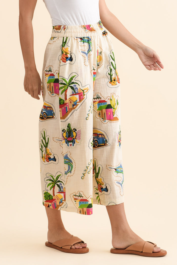 Marla Natural Fiesta Wide Leg Pants,Brunette model,alt text|model:MJ