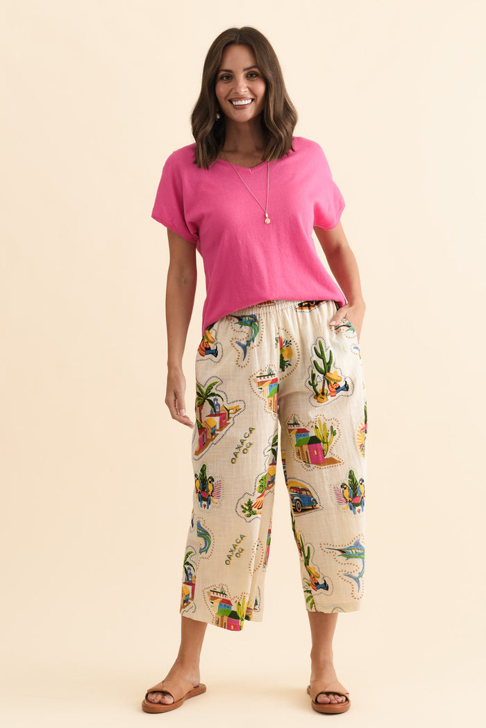 Marla Natural Fiesta Wide Leg Pants,Brunette model,alt text|model:MJ