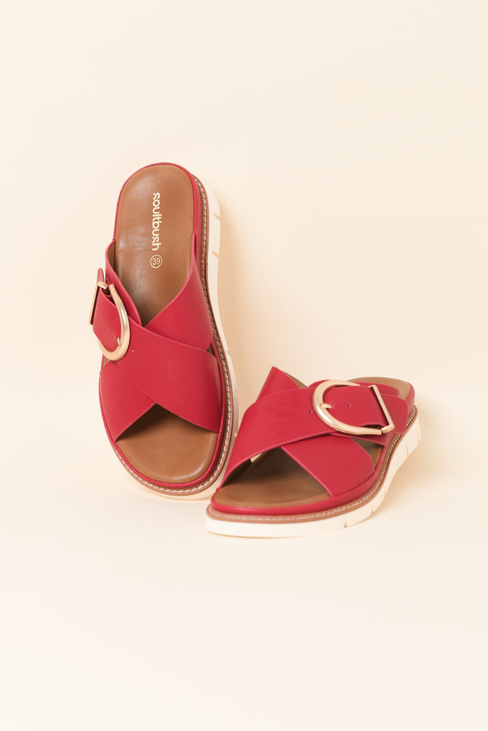 Marley Red Buckle Slide