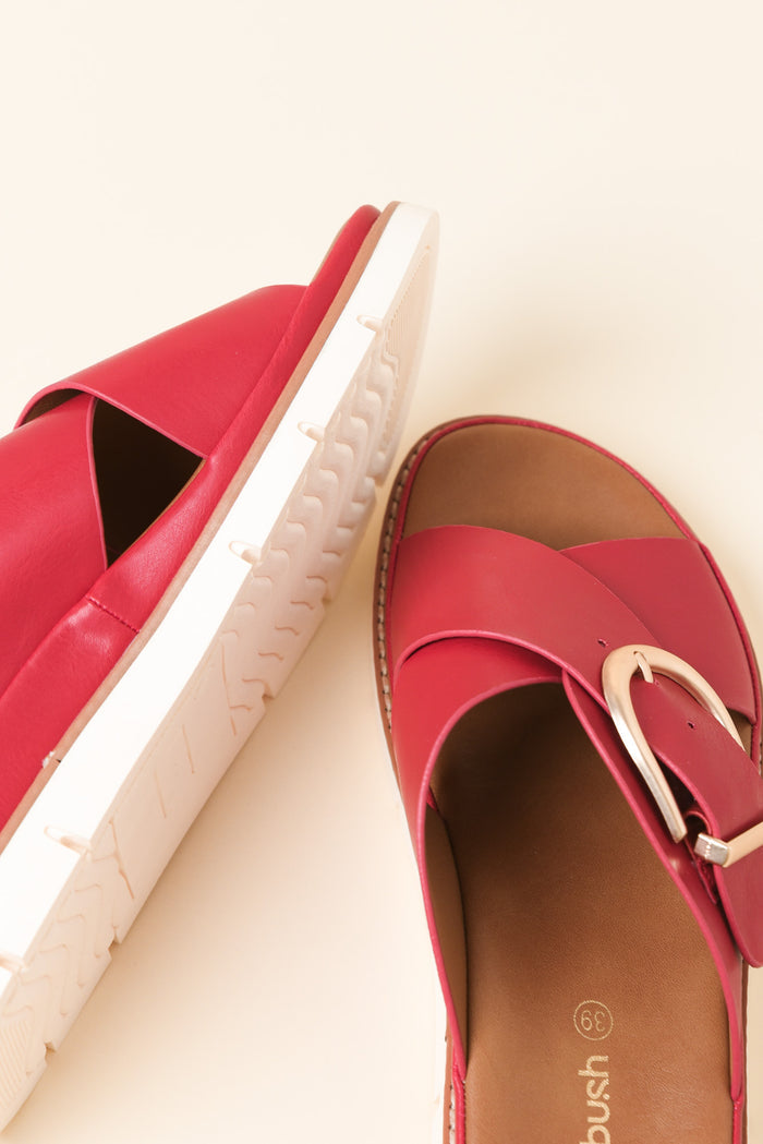 Marley Red Buckle Slide