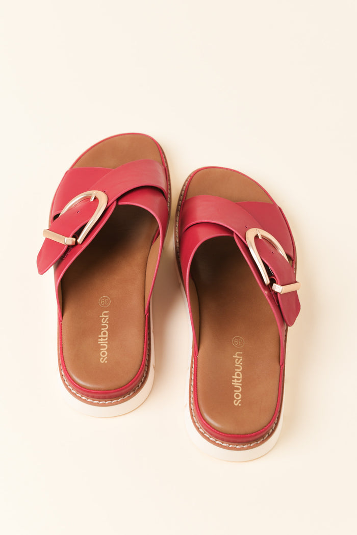 Marley Red Buckle Slide