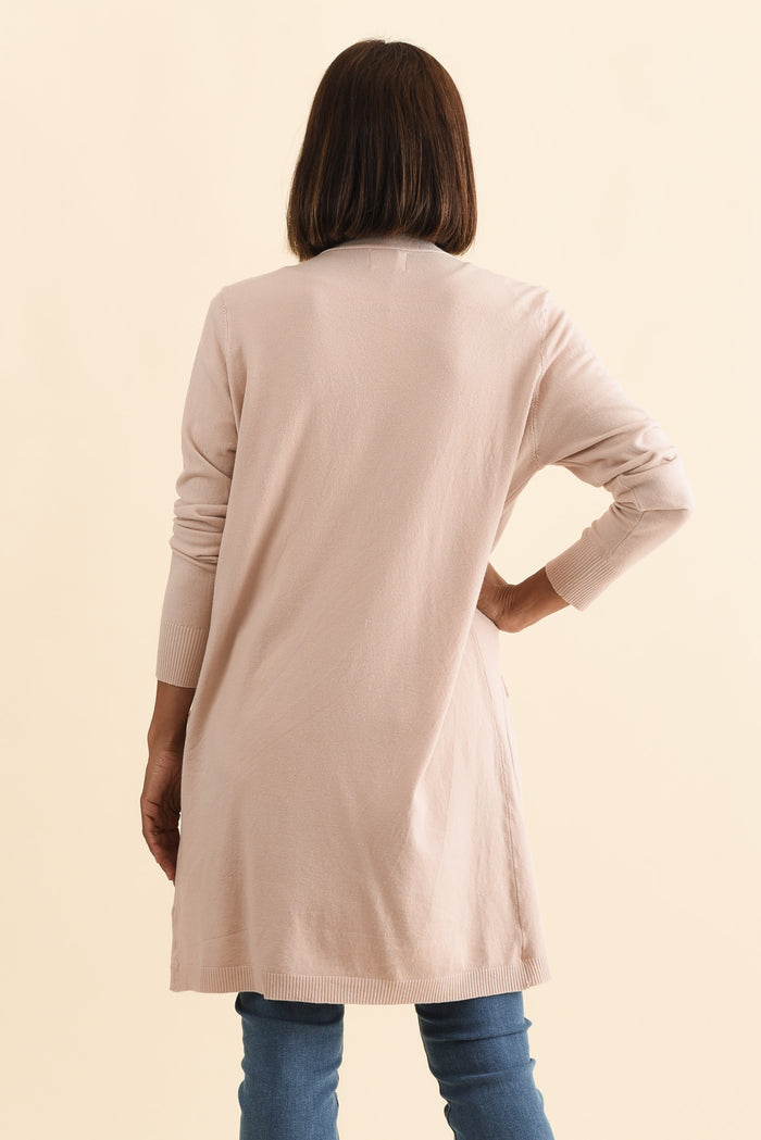 Mary Light Pink Pocket Cardigan,Brunette model,alt text|model:Cara