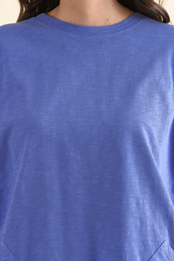 Mazie Blue Cotton Sweat,Detail,Brunette model,alt text|model:MJ