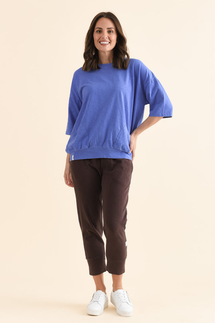 Mazie Blue Cotton Sweat,Full Body,Brunette model,alt text|model:MJ