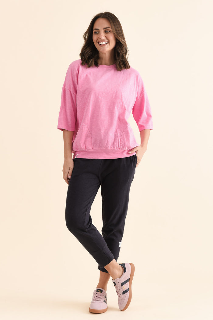 Mazie Pink Cotton Sweat,Full Body,Brunette model,alt text|model:MJ