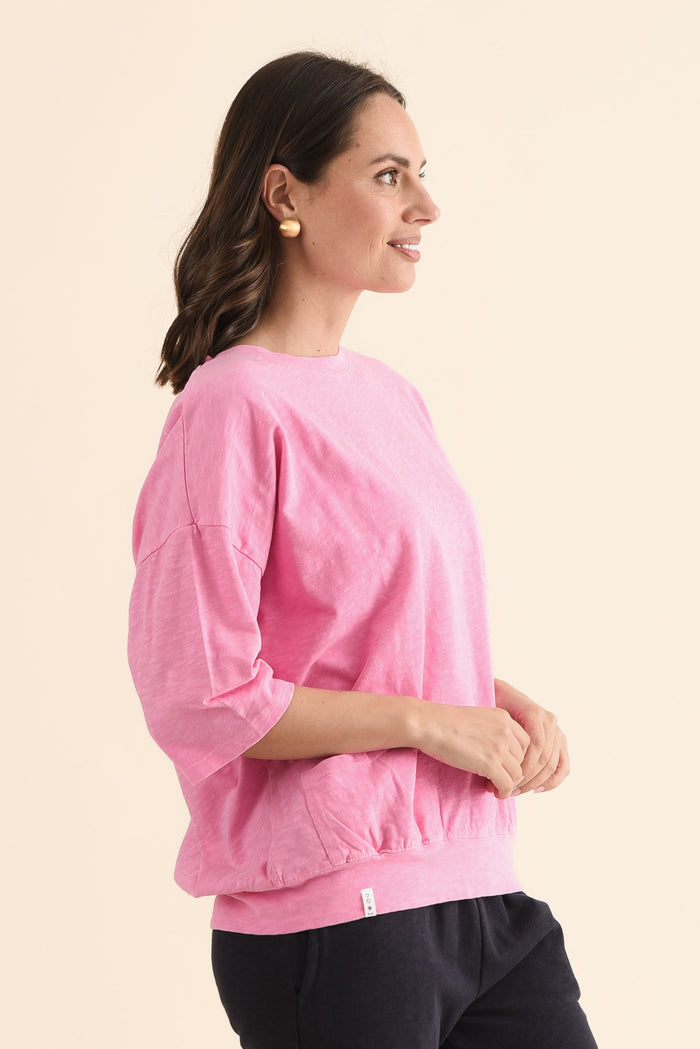 Mazie Pink Cotton Sweat,Side,Brunette model,alt text|model:MJ