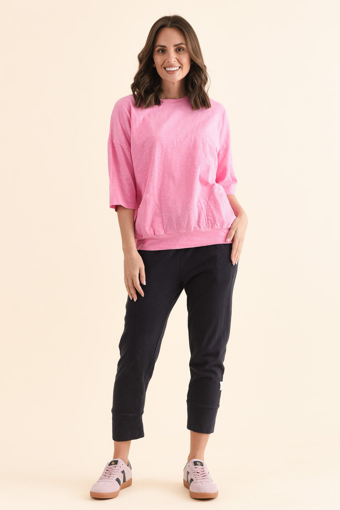 Mazie Pink Cotton Sweat,Full Body,Brunette model,alt text|model:MJ