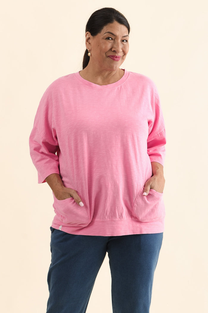 Mazie Pink Cotton Sweat,Front,Brunette model,alt text|model:Pilita