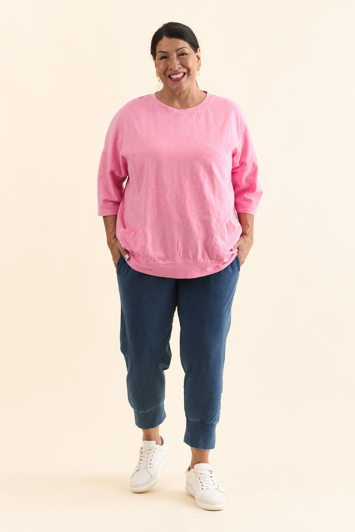 Mazie Pink Cotton Sweat,Full Body,Brunette model,alt text|model:Pilita