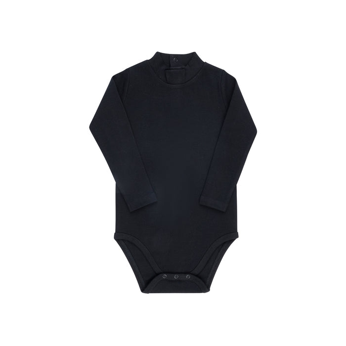 Mockneck Bodysuit & Overall – Black – Metallic Crest