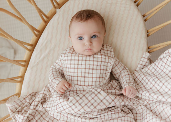 Modal French Terry Plaid Sheep Collection - Footie + Bonnet