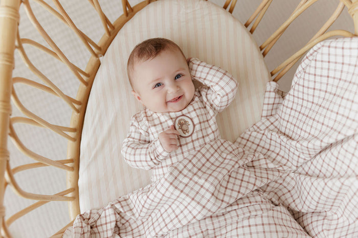 Modal French Terry Plaid Sheep Collection - Footie + Bonnet