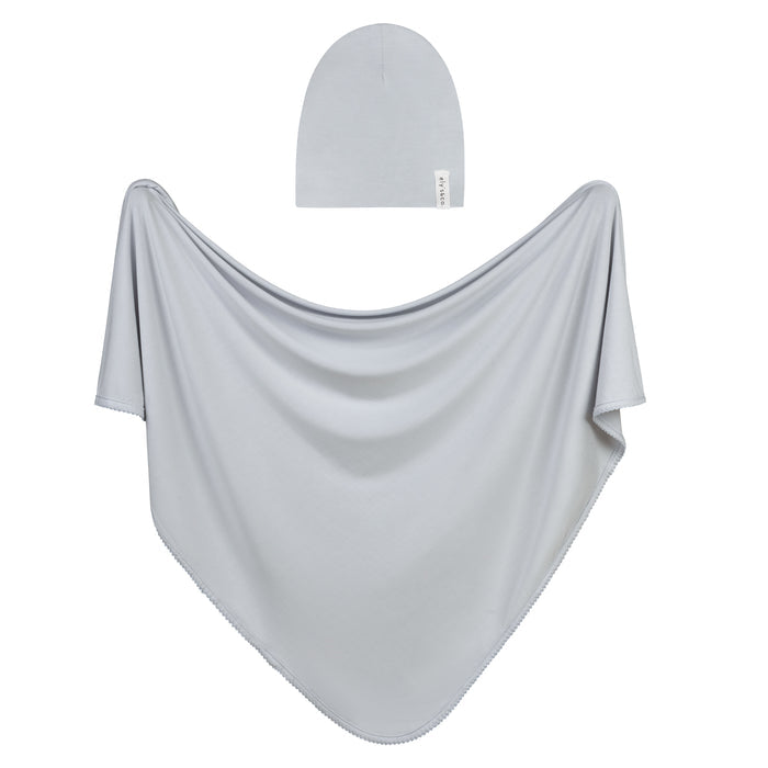 Modal Swaddle & Beanie Set in Gift Box - Dusty Blue