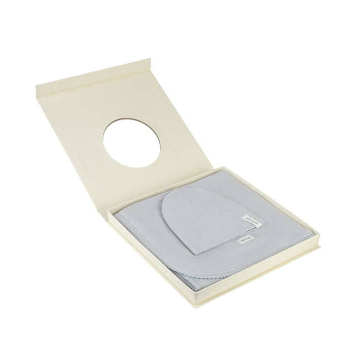 Modal Swaddle & Beanie Set in Gift Box - Dusty Blue