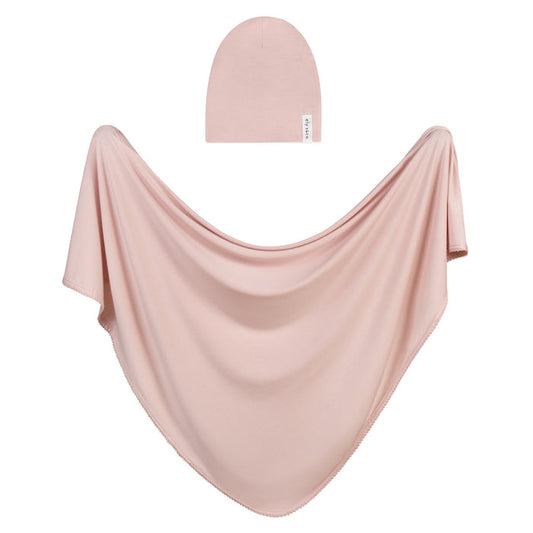 Modal Swaddle & Beanie Set in Gift Box - Dusty Pink