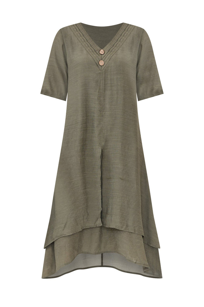 Nala Khaki Layers Dress,ghost-mani