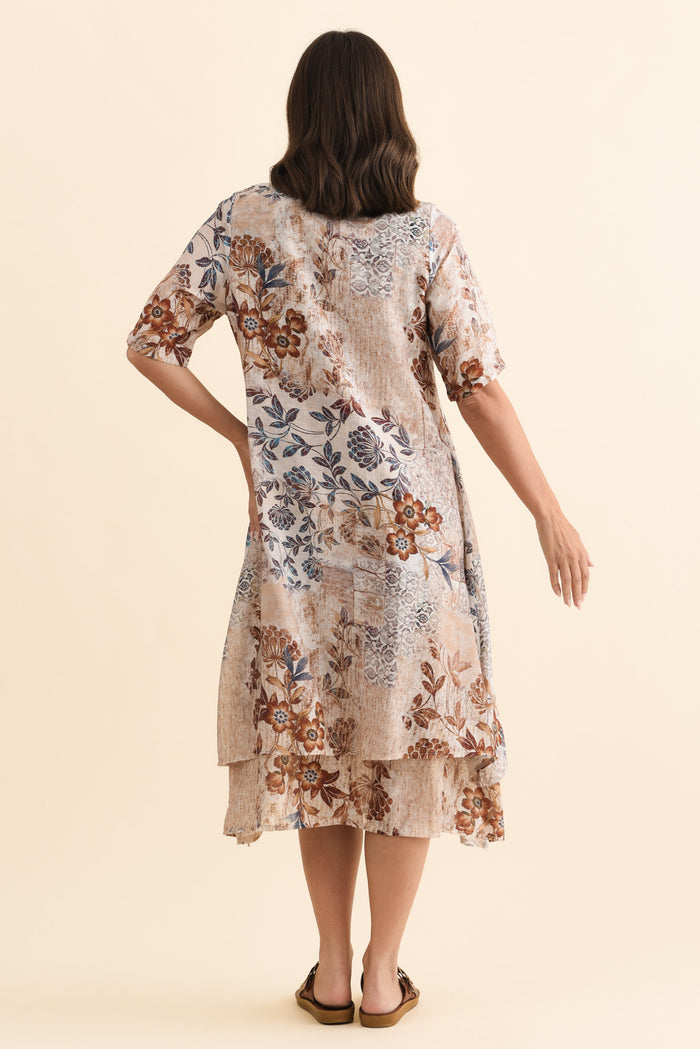 Nala Mocha Garden Layers Dress,Brunette model,alt text|model:MJ