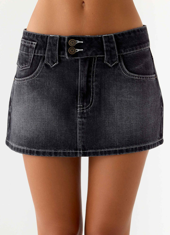 Nathan Super Low Rise Mini Skirt Washed Black