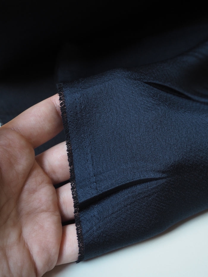 Navy Acetate Crepe-Backed Satin