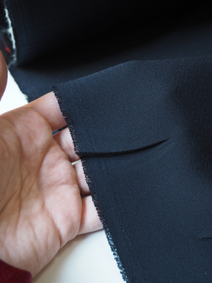 Navy Acetate Crepe-Backed Satin