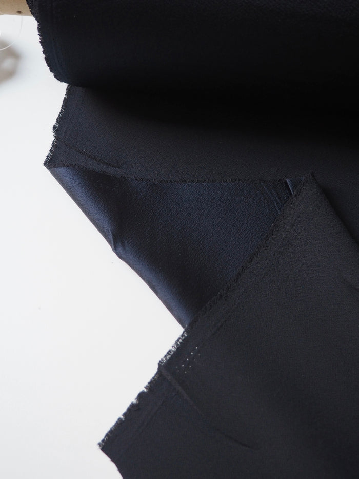 Navy Acetate Crepe-Backed Satin