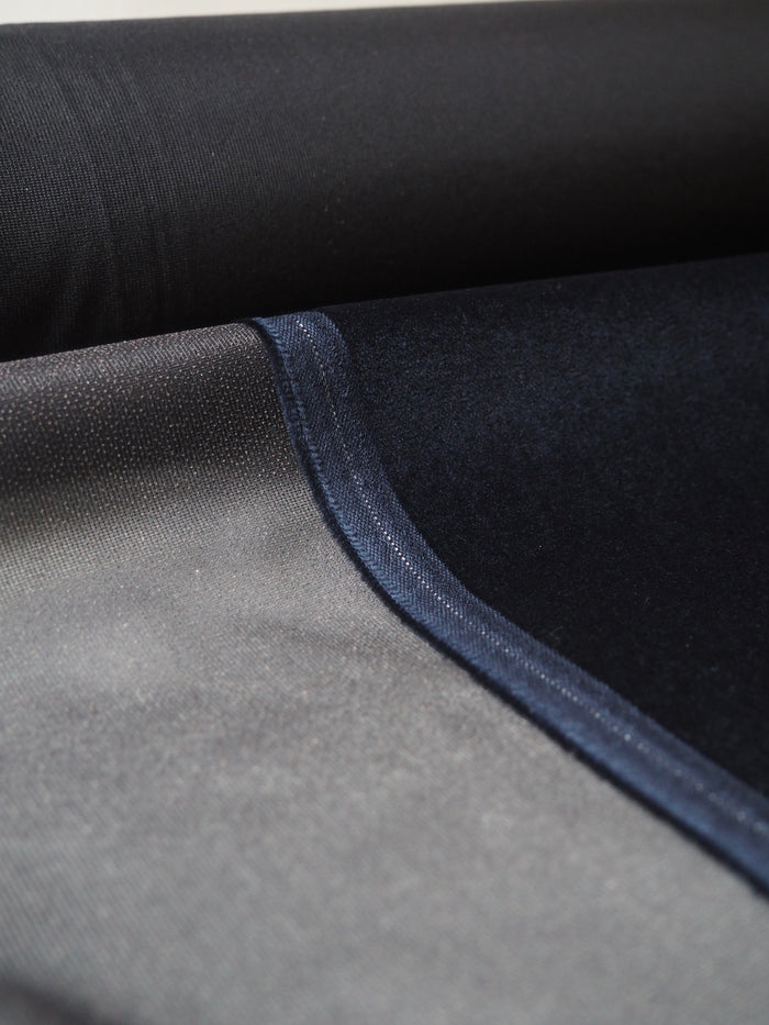 Navy Interfaced Cotton Velvet