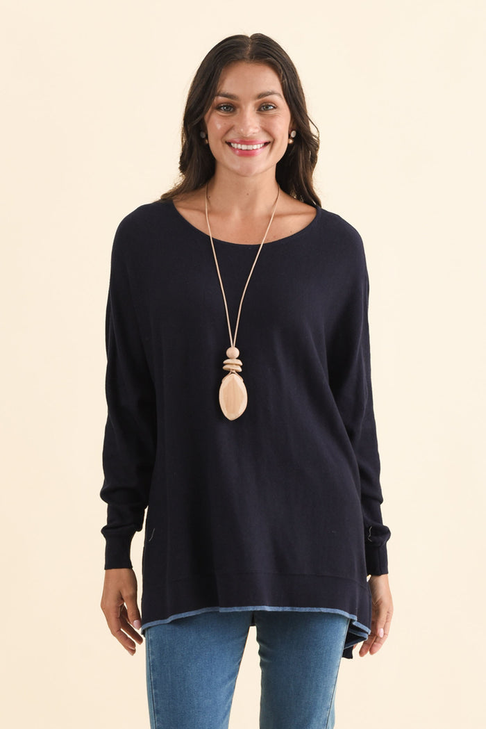 Nick Navy Organic Cotton Knit Jumper