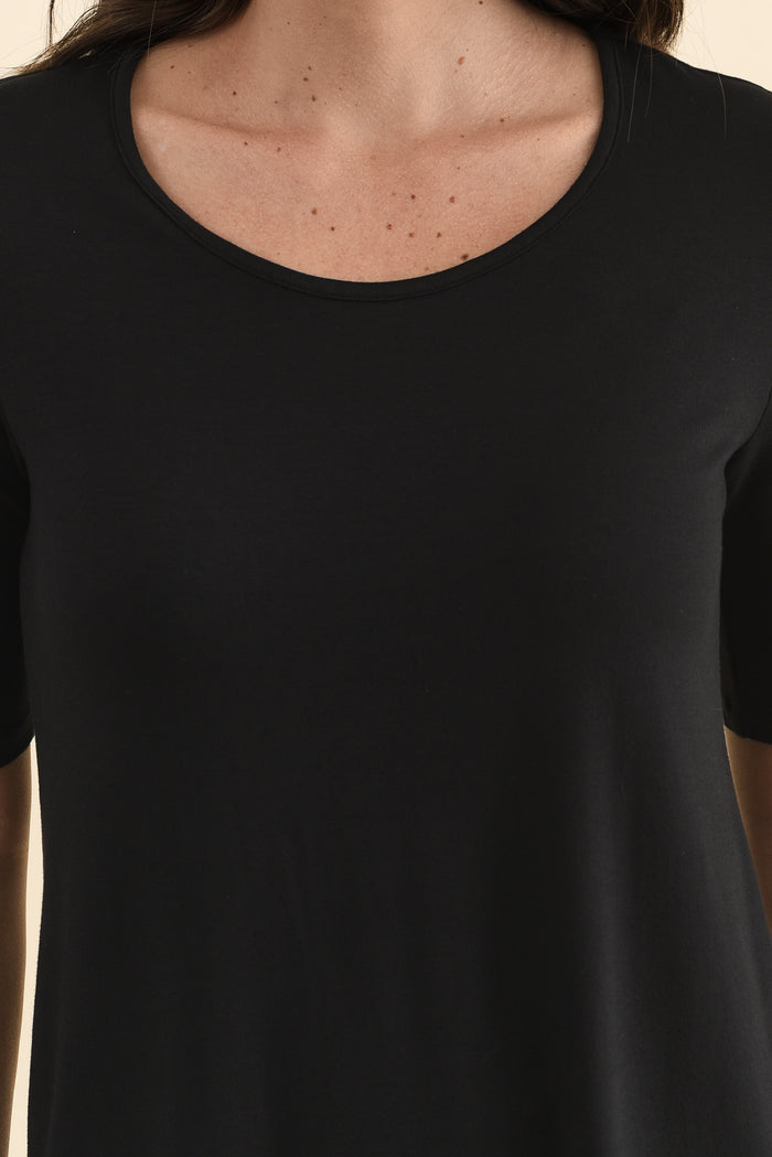 Nicky Black Half Sleeve Top,Detail,Brunette model,alt text|model:MJ
