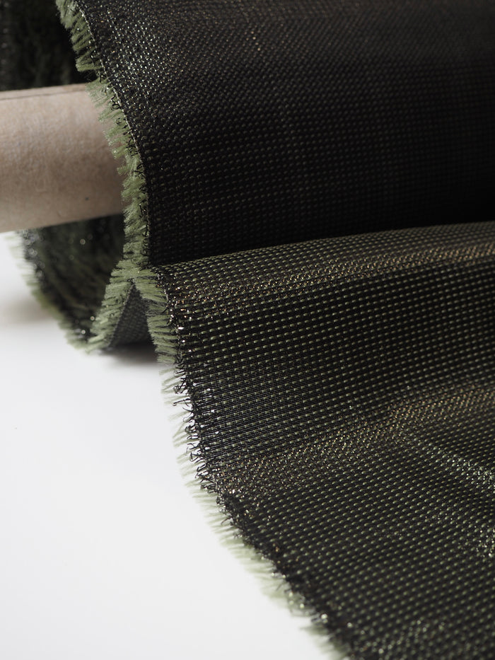 Olive Green Metallic Silk Raffia
