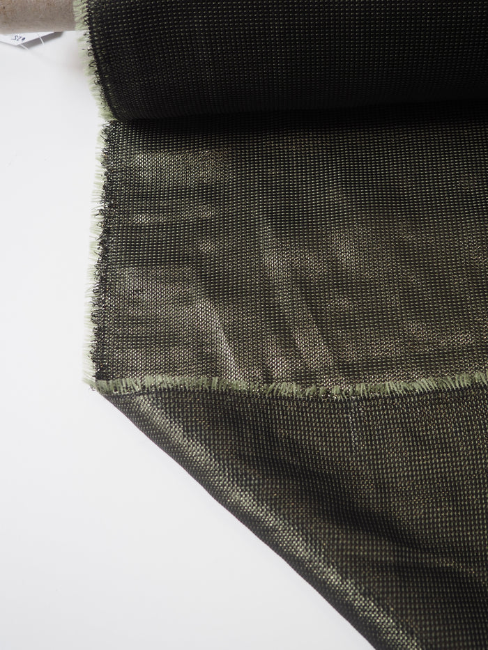 Olive Green Metallic Silk Raffia