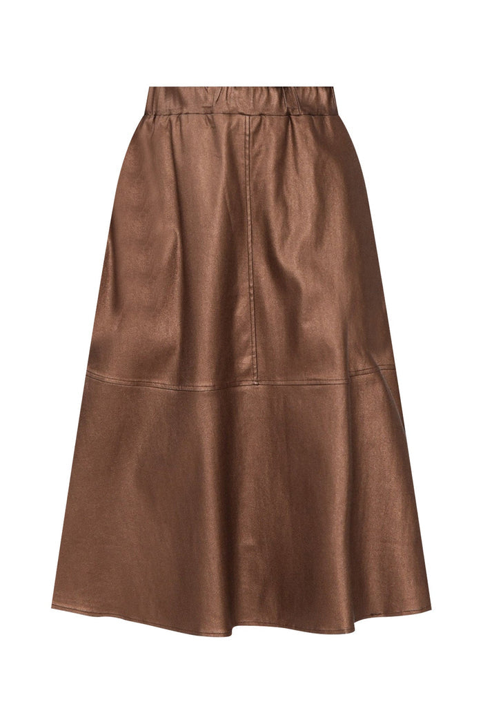 Oriel Bronze Faux Leather Midi Skirt,ghost-mani