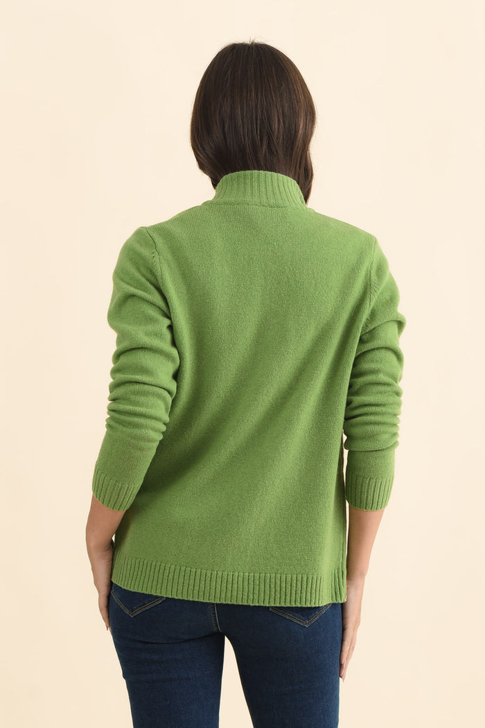 Pacey Green Wool Zip Jacket,Brunette model,alt text|model:MJ