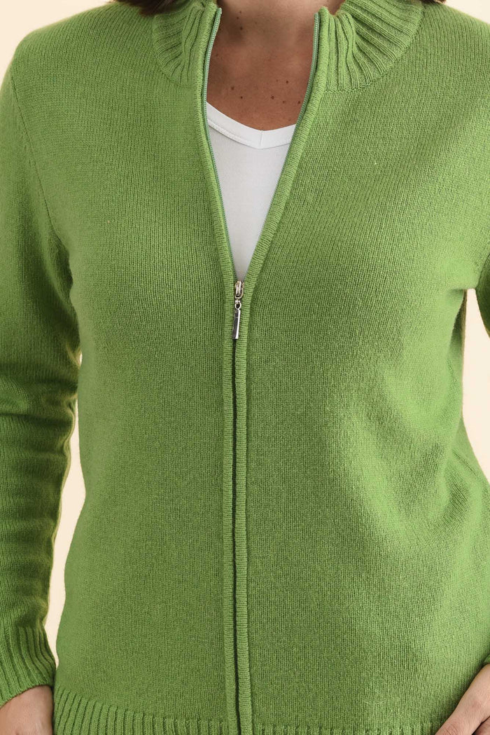 Pacey Green Wool Zip Jacket,Brunette model,alt text|model:MJ
