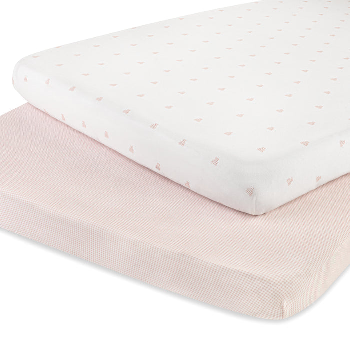Pack n Play Sheets – Pink - Gingham Bear Collection