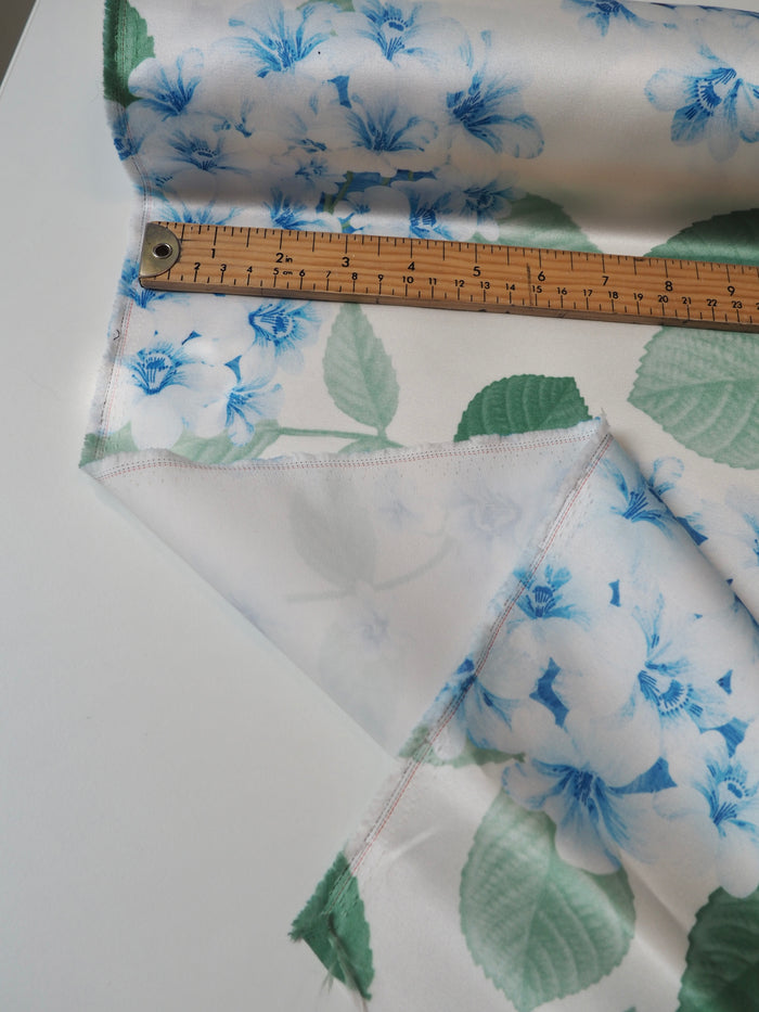 Pale Blue Blossom Satin