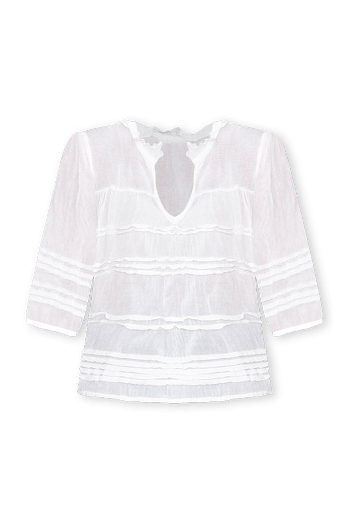 Palmer White Cotton Long Sleeve Top,ghost-mani