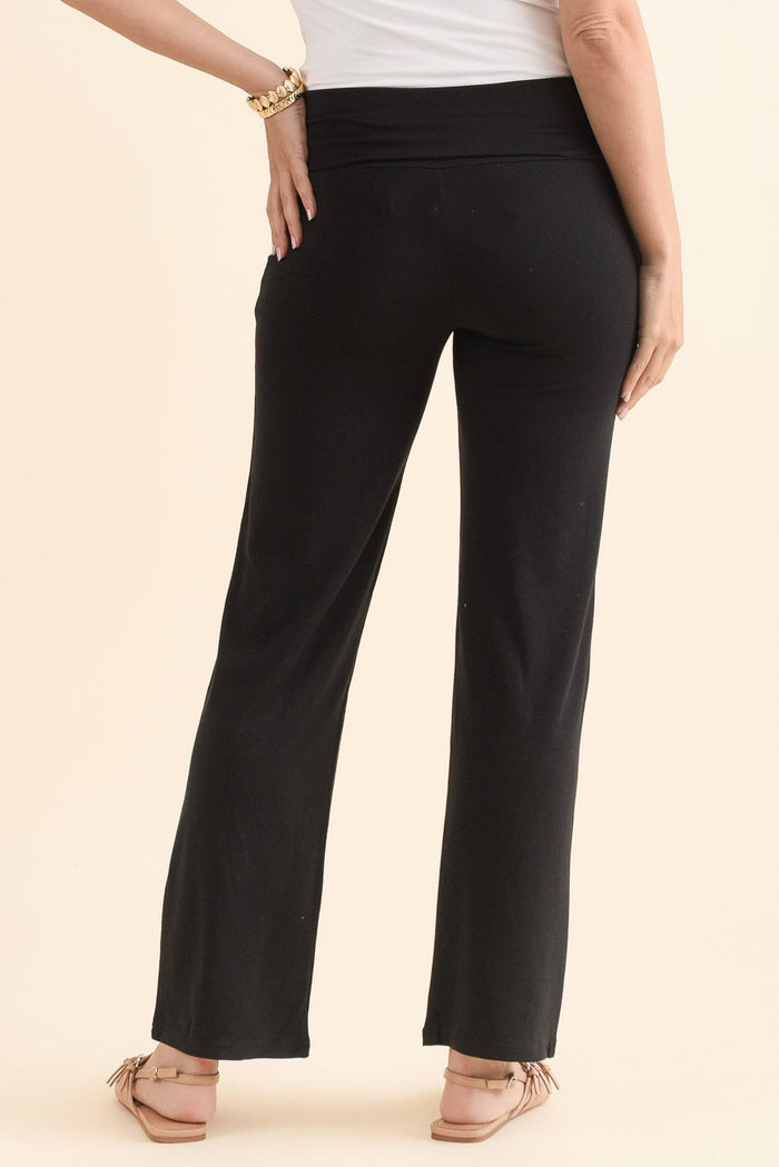 Pamela Black Bamboo Pants - Petite,Back,Brunette model,alt text|model:MJ