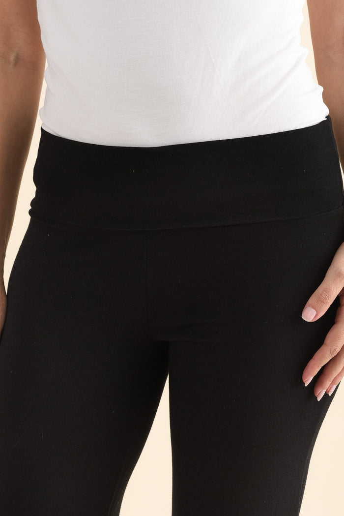 Pamela Black Bamboo Pants - Petite,Detail,Brunette model,alt text|model:MJ