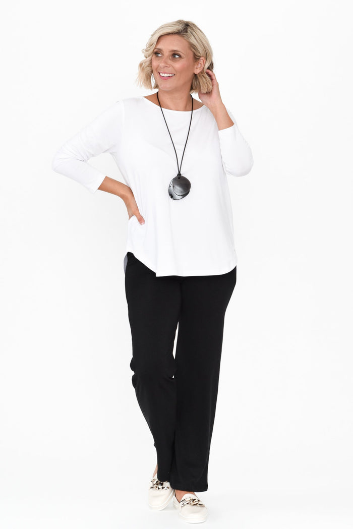 Pamela Black Bamboo Pants - Petite,alt text|model:Brooke