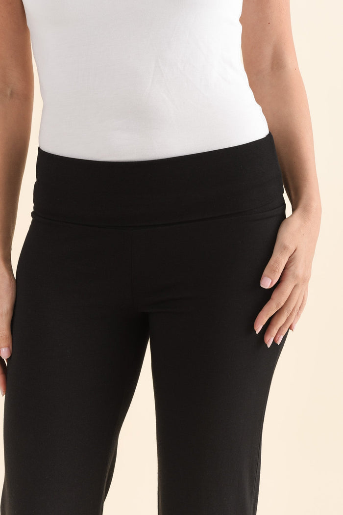 Pamela Black Bamboo Pants,Detail,Brunette model,alt text|model:MJ