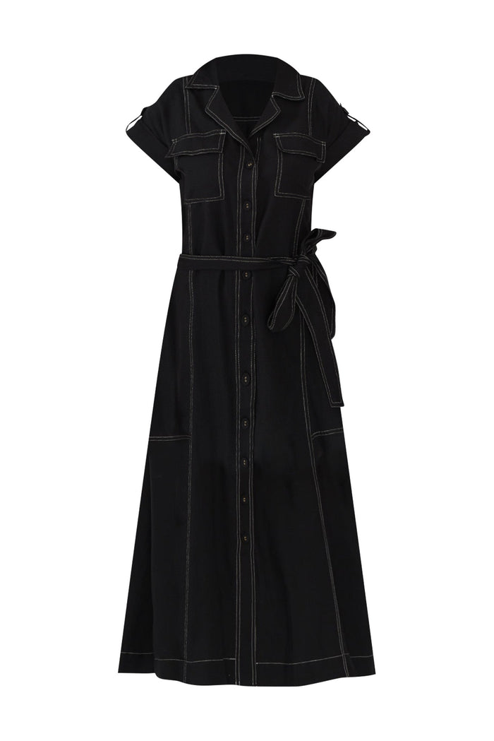 Patricia Black Cotton Blend Tie Dress,ghost-mani