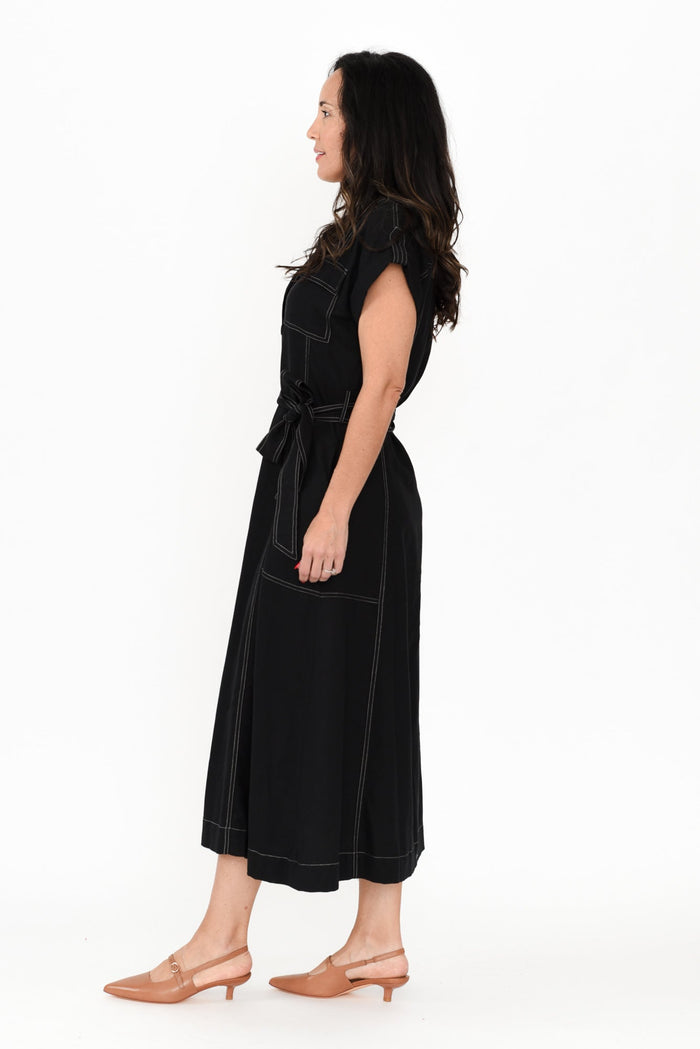 Patricia Black Cotton Blend Tie Dress,Brunette model,alt text|model:Nicole