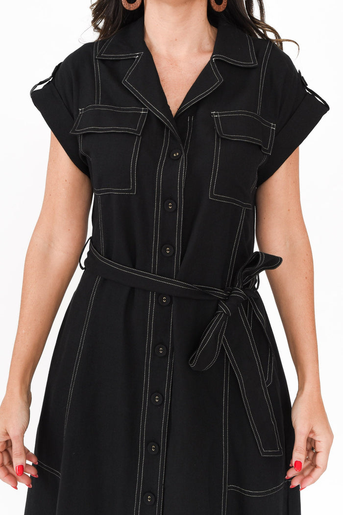 Patricia Black Cotton Blend Tie Dress,Brunette model,alt text|model:Nicole