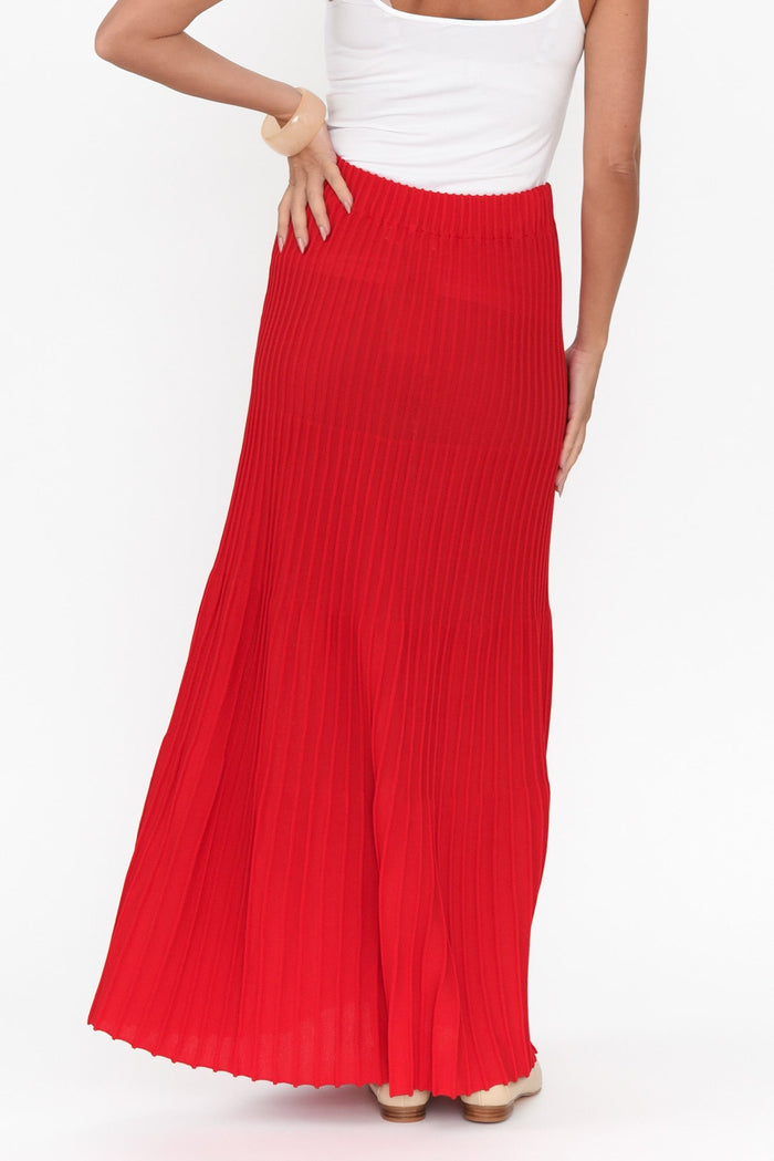 Pimm Red Knit Skirt,Brunette model,alt text|model:MJ