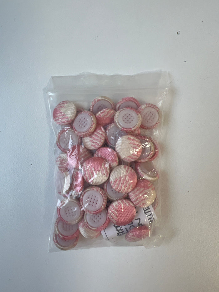 Pink Check Fabric Covered Buttons 12mm x44