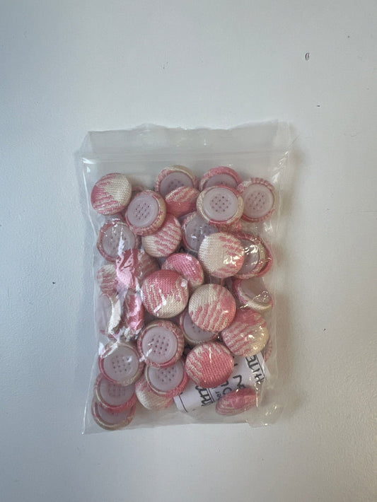 Pink Check Fabric Covered Buttons 12mm x44