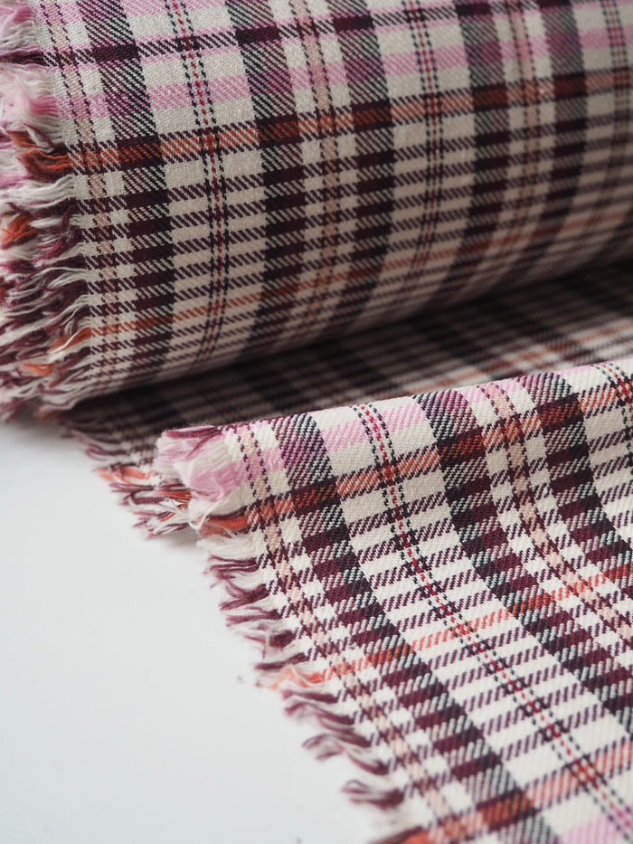 Pink Check Stretch Cotton Suiting