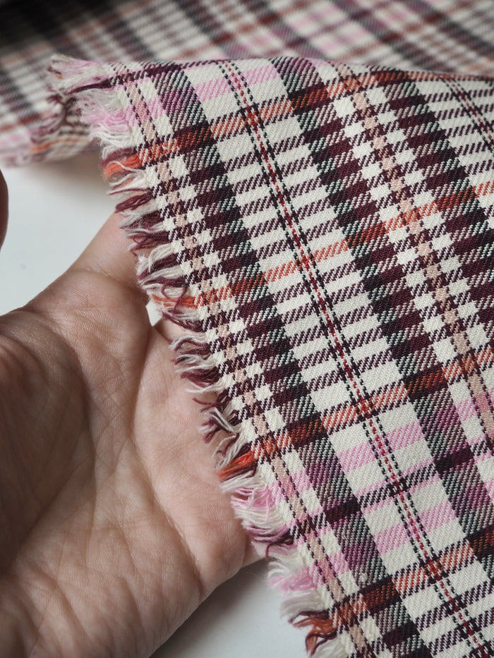 Pink Check Stretch Cotton Suiting