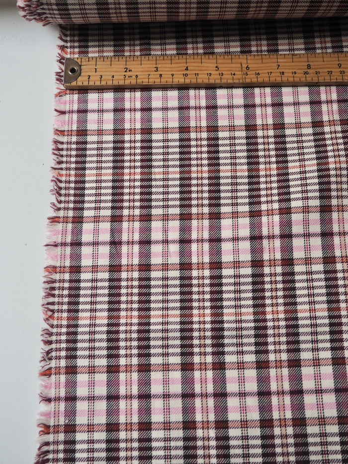 Pink Check Stretch Cotton Suiting