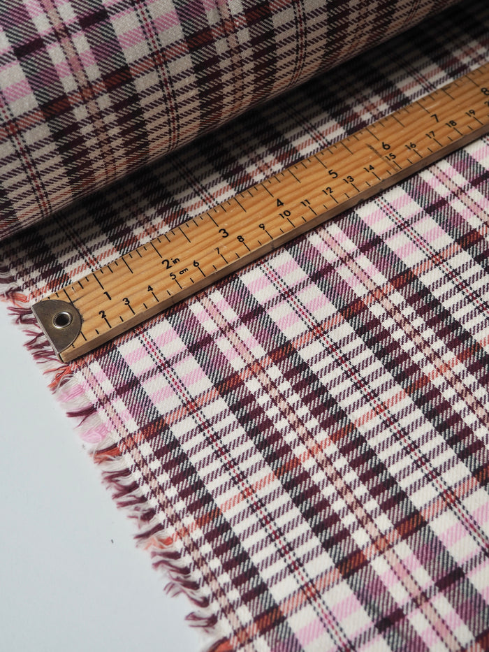 Pink Check Stretch Cotton Suiting